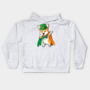 Dabbing Corgi St Patricks Day Boys Leprechaun Irish Kids Hoodie